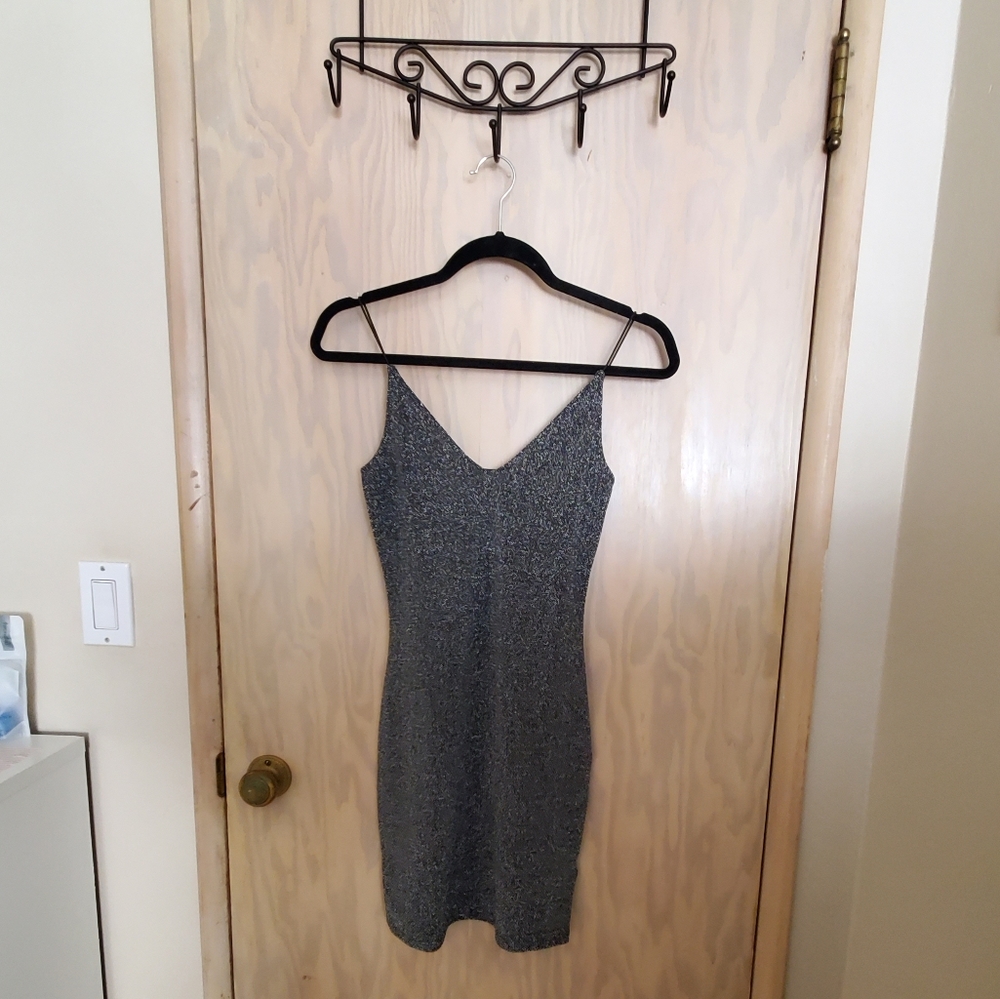 NWOT H&M Silver Glitter Bodycon Slip Dress